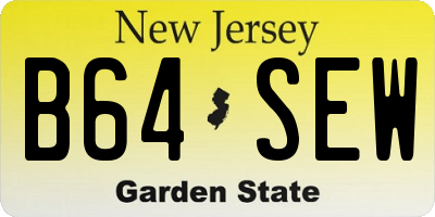 NJ license plate B64SEW