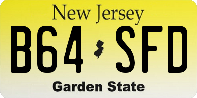 NJ license plate B64SFD