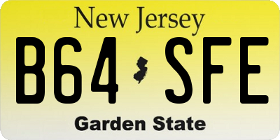 NJ license plate B64SFE