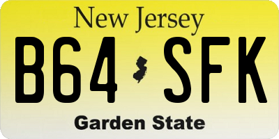 NJ license plate B64SFK