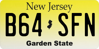 NJ license plate B64SFN