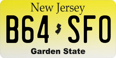 NJ license plate B64SFO