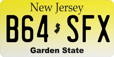 NJ license plate B64SFX