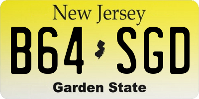NJ license plate B64SGD