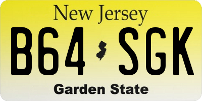 NJ license plate B64SGK