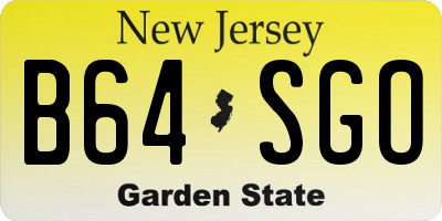 NJ license plate B64SGO