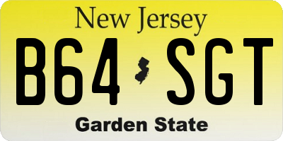 NJ license plate B64SGT