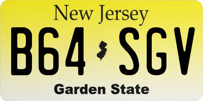 NJ license plate B64SGV