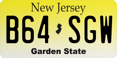 NJ license plate B64SGW