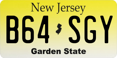 NJ license plate B64SGY