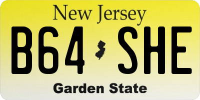 NJ license plate B64SHE