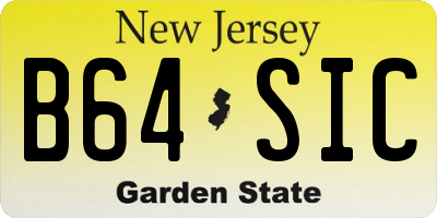 NJ license plate B64SIC