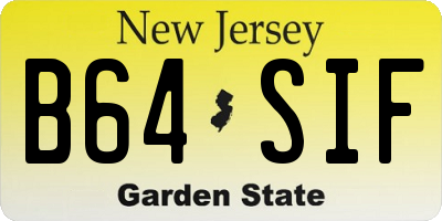 NJ license plate B64SIF