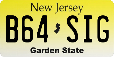 NJ license plate B64SIG