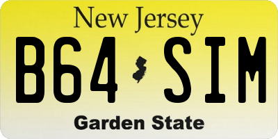 NJ license plate B64SIM
