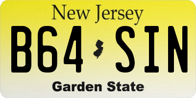 NJ license plate B64SIN