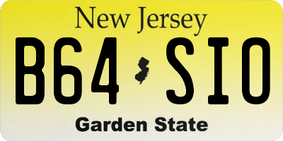 NJ license plate B64SIO