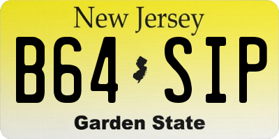 NJ license plate B64SIP