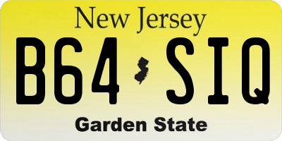NJ license plate B64SIQ
