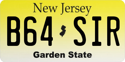 NJ license plate B64SIR