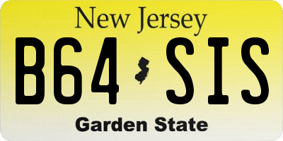 NJ license plate B64SIS