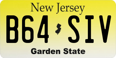NJ license plate B64SIV