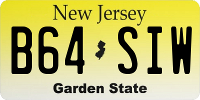 NJ license plate B64SIW