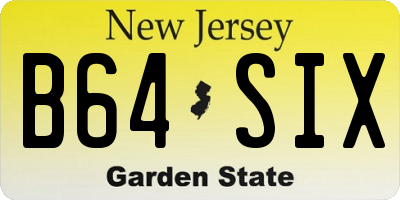 NJ license plate B64SIX