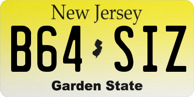 NJ license plate B64SIZ