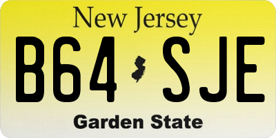 NJ license plate B64SJE