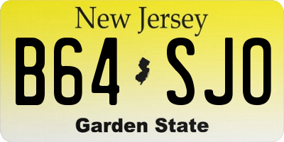NJ license plate B64SJO