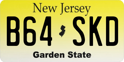 NJ license plate B64SKD