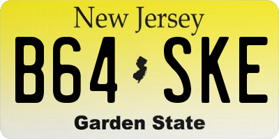 NJ license plate B64SKE