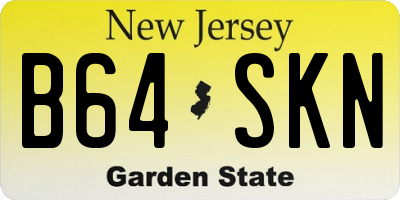 NJ license plate B64SKN