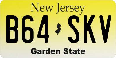 NJ license plate B64SKV