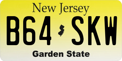NJ license plate B64SKW
