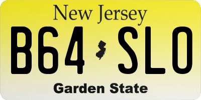 NJ license plate B64SLO