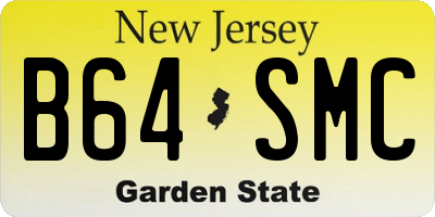 NJ license plate B64SMC