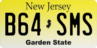 NJ license plate B64SMS