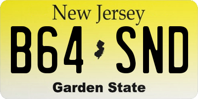 NJ license plate B64SND
