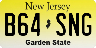 NJ license plate B64SNG