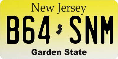 NJ license plate B64SNM