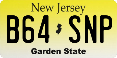 NJ license plate B64SNP