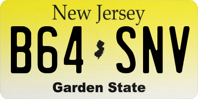 NJ license plate B64SNV