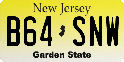NJ license plate B64SNW