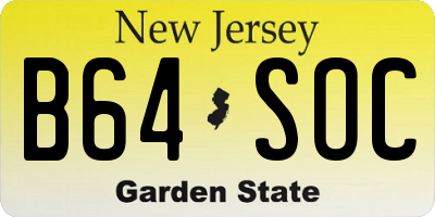NJ license plate B64SOC