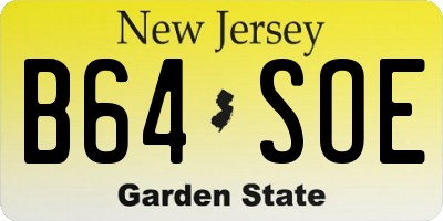 NJ license plate B64SOE