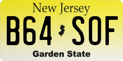 NJ license plate B64SOF