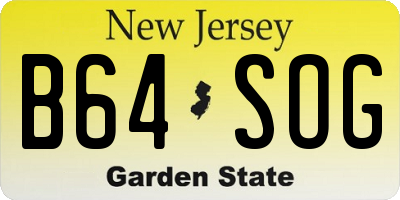 NJ license plate B64SOG