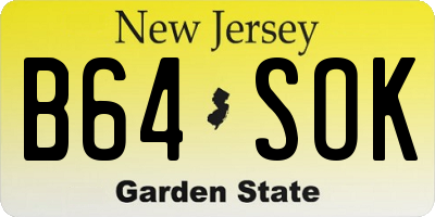 NJ license plate B64SOK